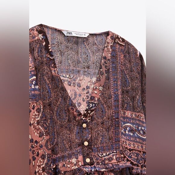 ZARA BOHO PATCHWORK PRINT MINI DRESS - Picture 12 of 12